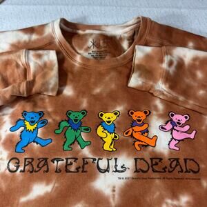 Grateful Dead Dancing Bears Med Cow Print Tie Dyed Crew Neck Sweatshirt 2021